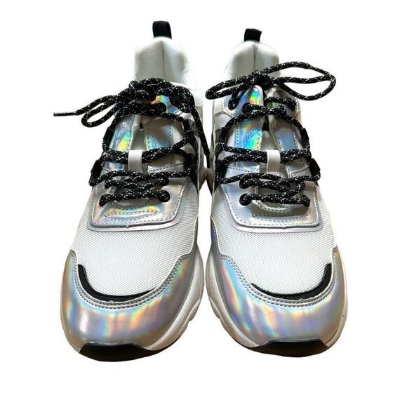 ALDO Women's Thaliri chunky panel trainer in silver metallic Sz 10 New W/O Tags - Picture 2 of 10